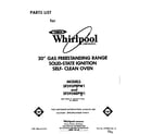 Whirlpool SF395BEPW1 front cover diagram