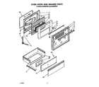 Whirlpool SF395BEPW1 oven door and drawer diagram