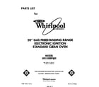 Whirlpool SF010EERW0 front cover diagram