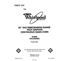 Whirlpool SF335ESRW0 front cover diagram