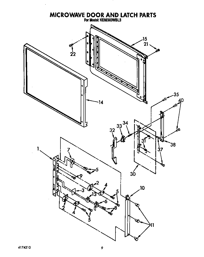 MICROWAVE DOOR AND LATCH