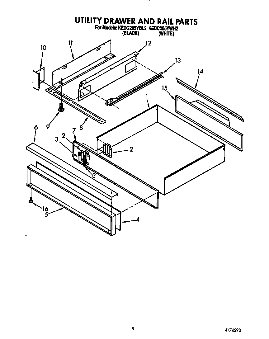 Utility drawer and rail
