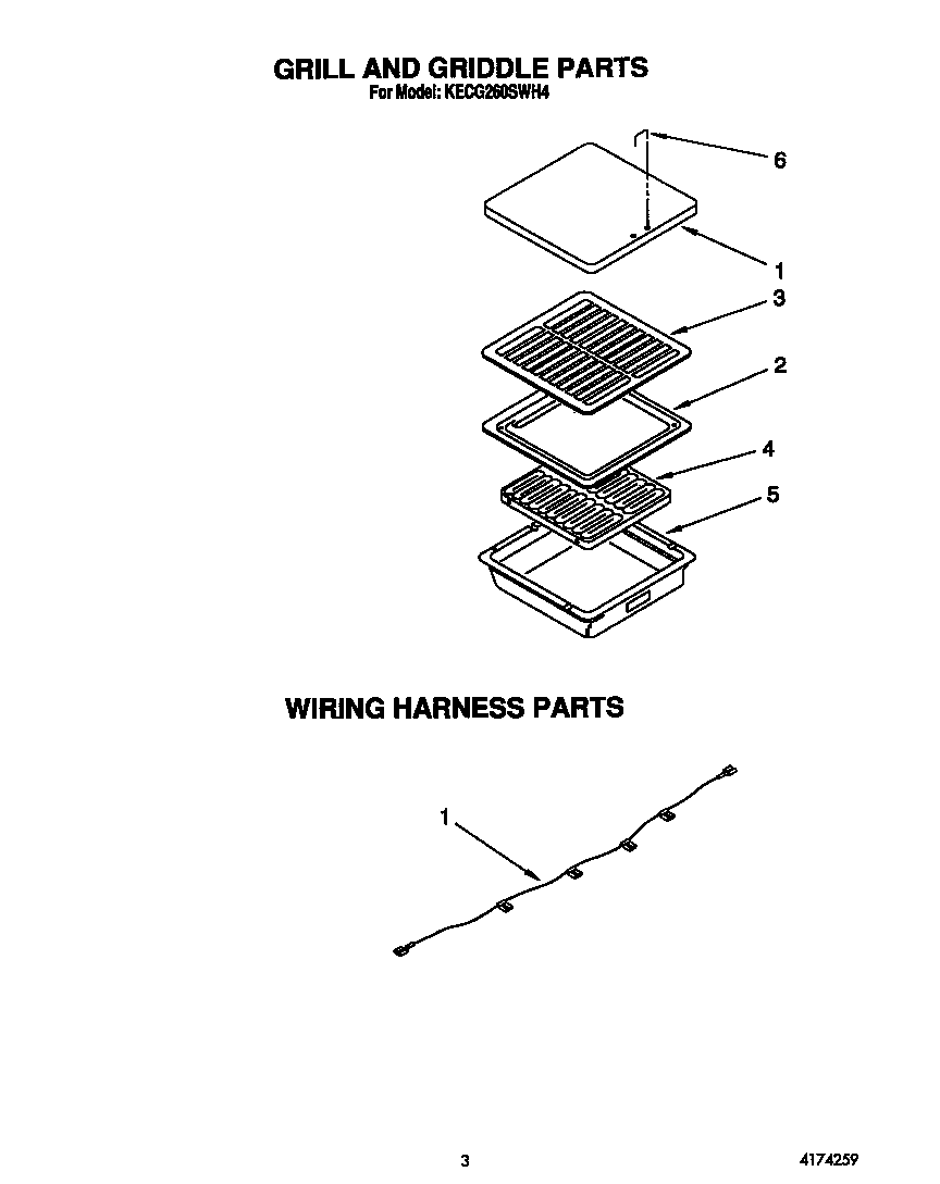 GRILL , GRIDDLE AND WIRING HARNESS