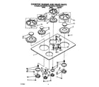 KitchenAid KGCT302XWH2 cooktop/burner/grate parts diagram