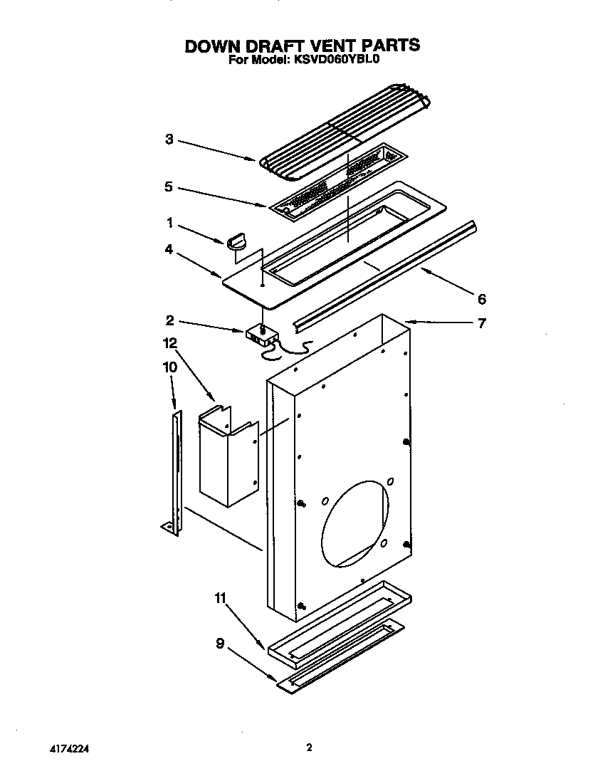 Down draft vent parts