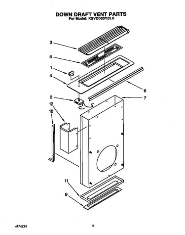 Down draft vent parts