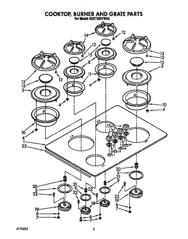 Cooktop, burner and grate