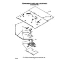 KitchenAid KEBS177XWH1 component shelf and latch diagram