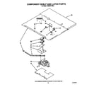 KitchenAid KEMS377XWH1 component shelf and latch diagram