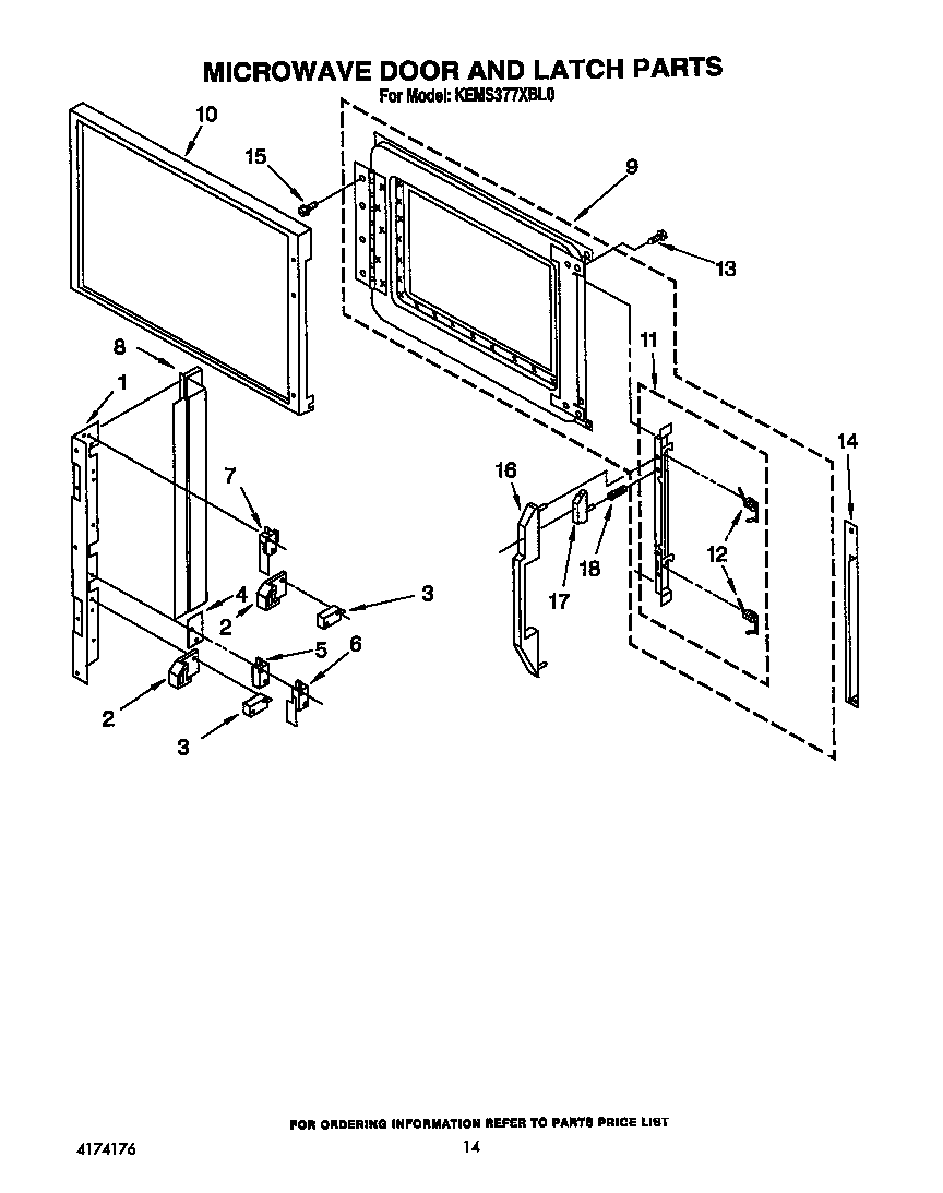 MICROWAVE DOOR AND LATCH