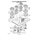 KitchenAid KGCT365TWH1 cooktop, burner, and grate diagram