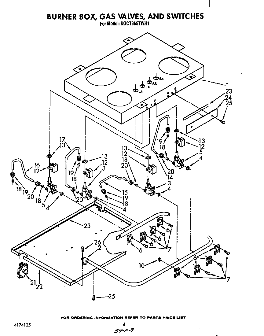 Burner box, gas valves, and switches