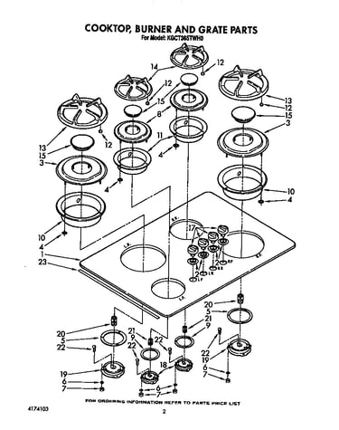 Cooktop, burner and grates