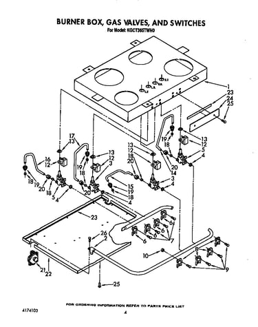 Burner box, gas valves and switches