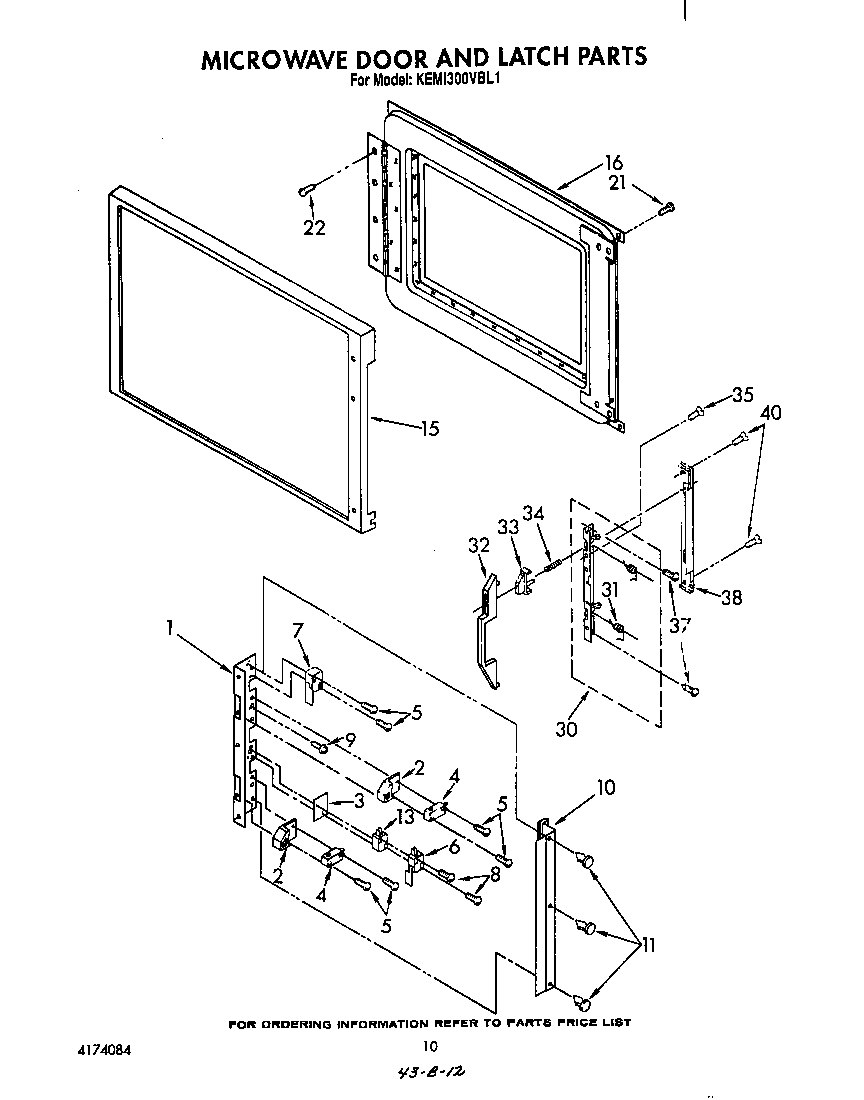 MICROWAVE DOOR AND LATCH