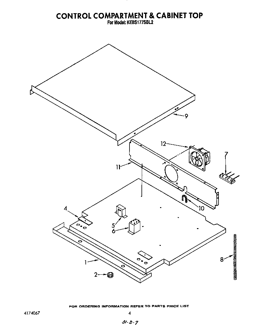 Control compartment and cabinet top