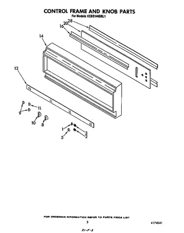 Control frame and knob