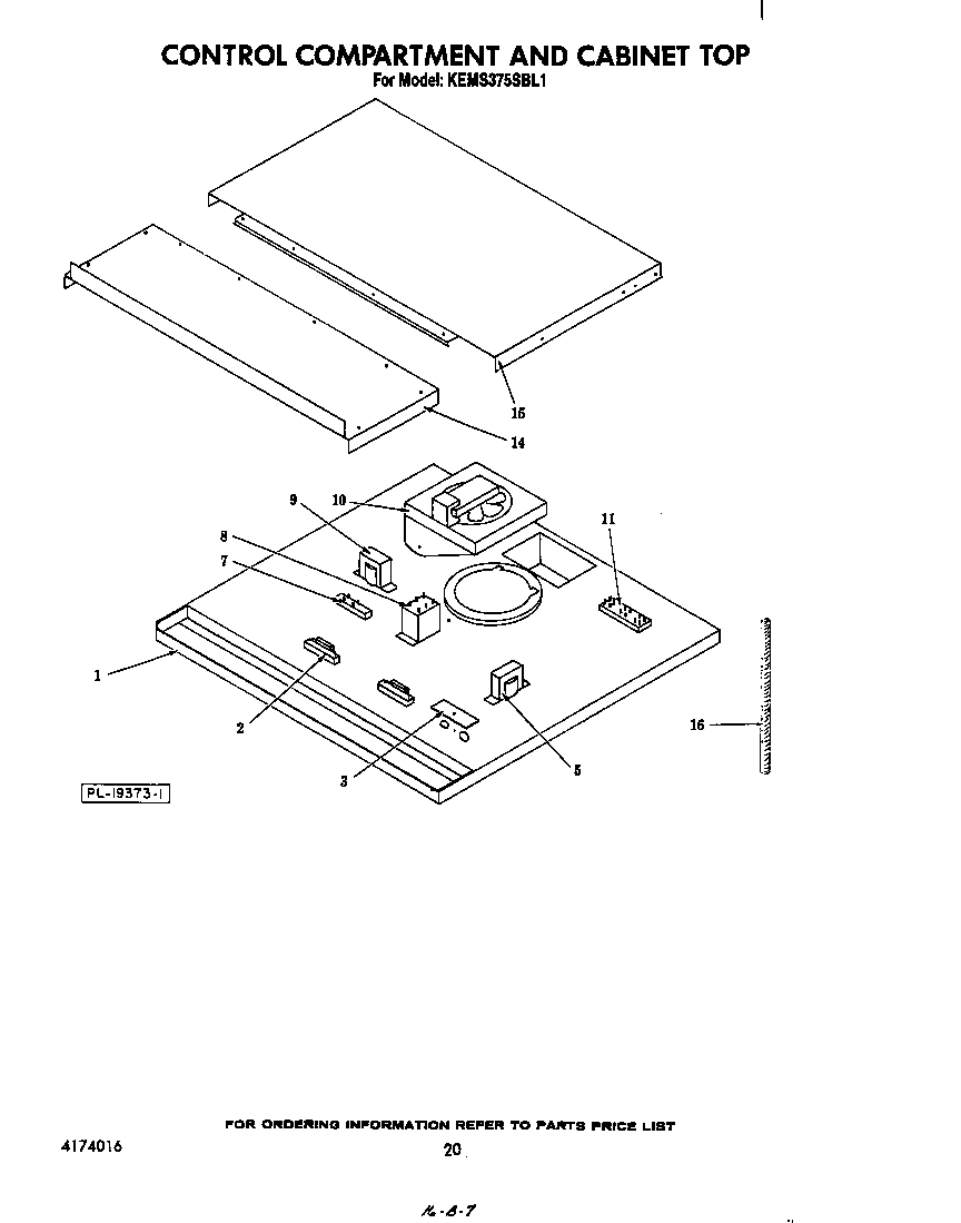 Control compartment and cabinet top