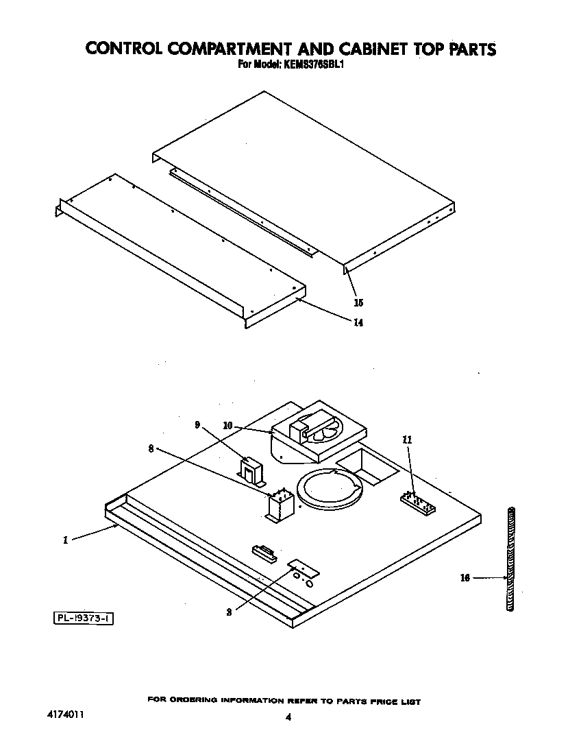 Control compartment and cabinet top
