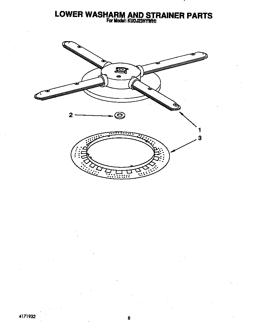 Lower washarm and strainer