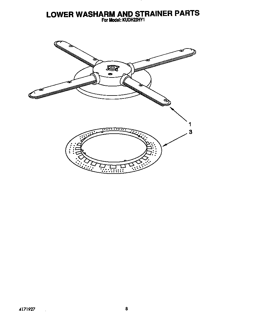 Lower washarm and strainer