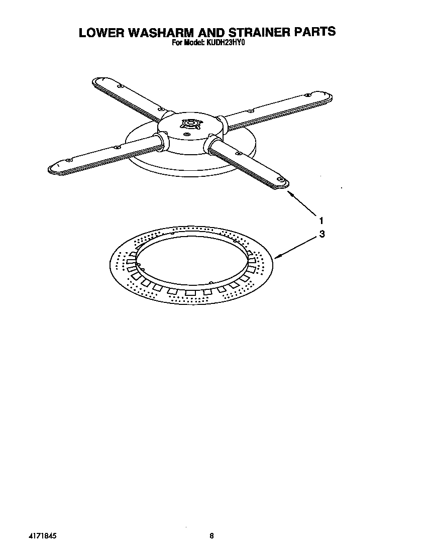 Lower washarm and strainer