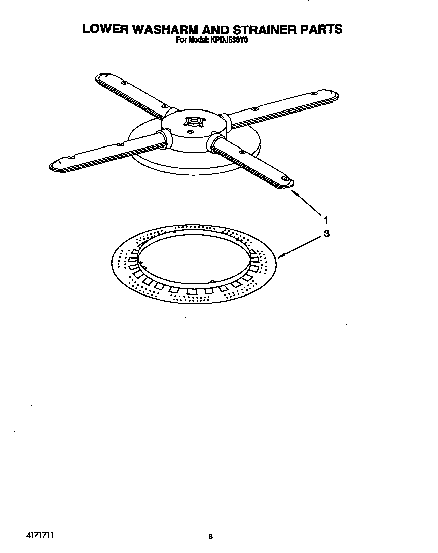 Lower washarm and strainer