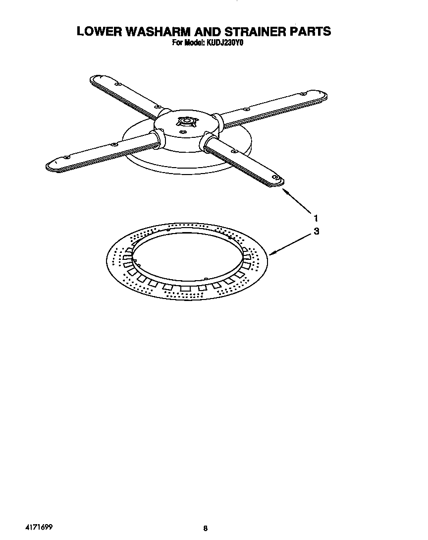 Lower washarm and strainer