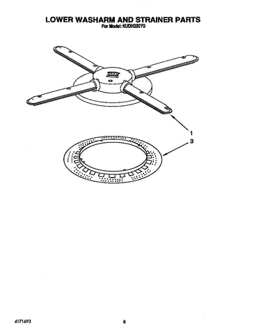 Lower washarm and strainer