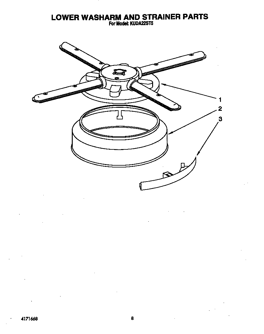 Lower washarm and strainer