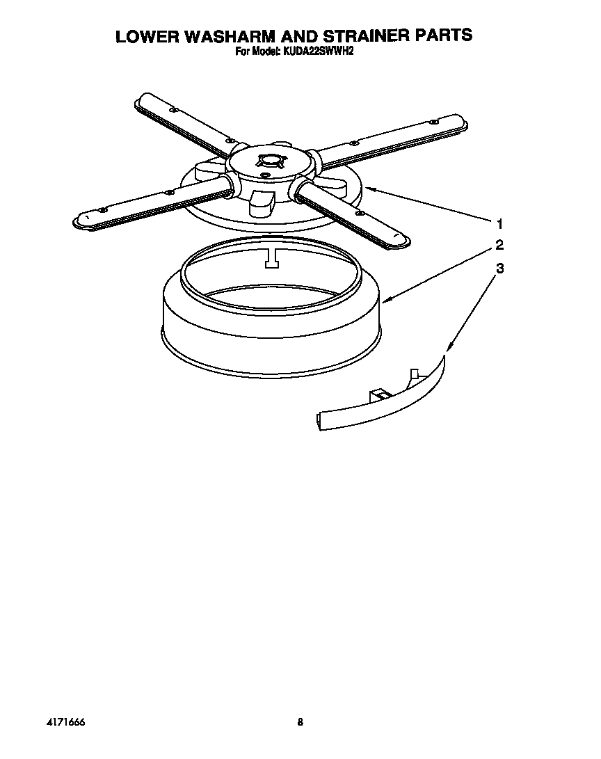 Lower washarm and strainer