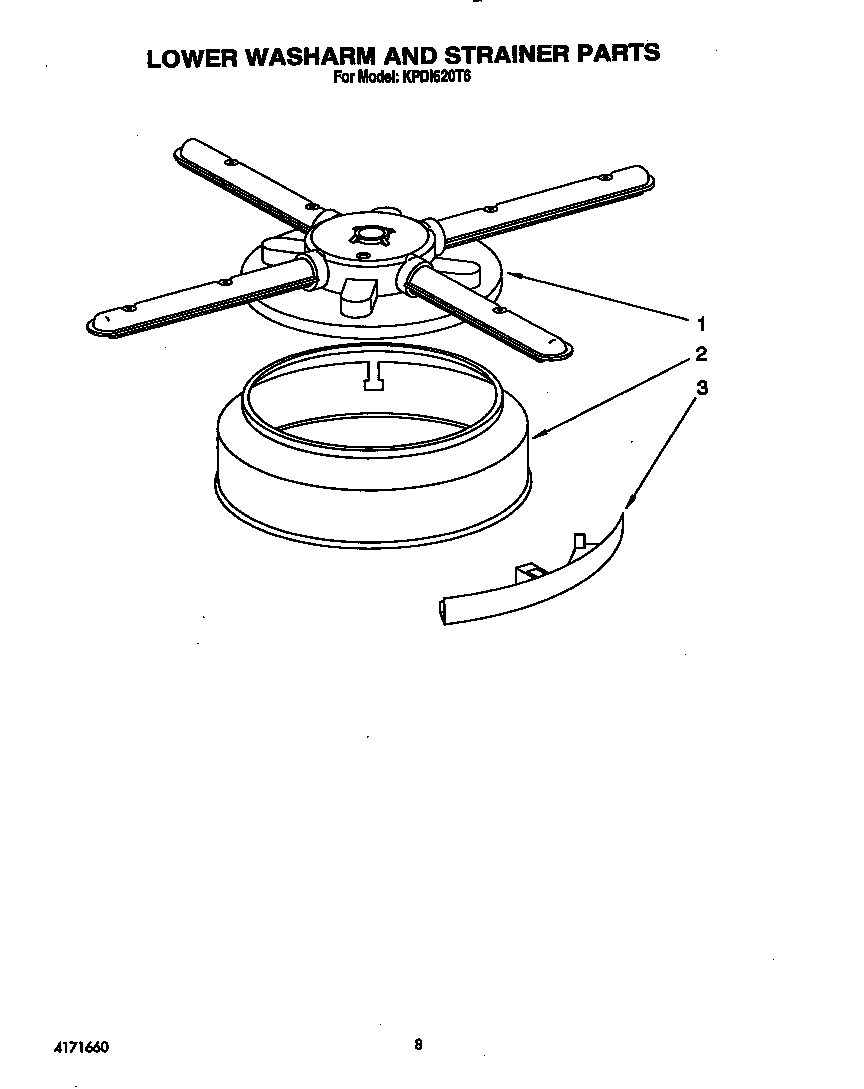 Lower washarm and strainer