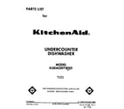 KitchenAid KUDA220TWH5 front cover diagram