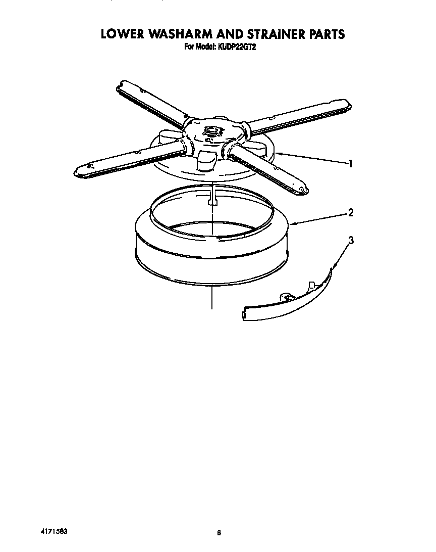 Lower washarm and strainer
