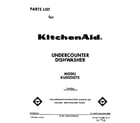 KitchenAid KUDI22GT2 front cover diagram