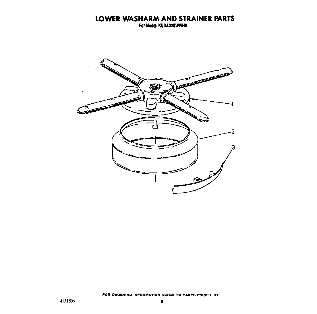 Lower washarm and strainer