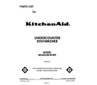 KitchenAid 4KUDI220WW0 front cover diagram
