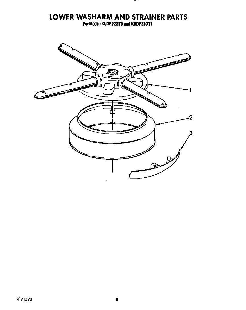 Lower washarm and strainer