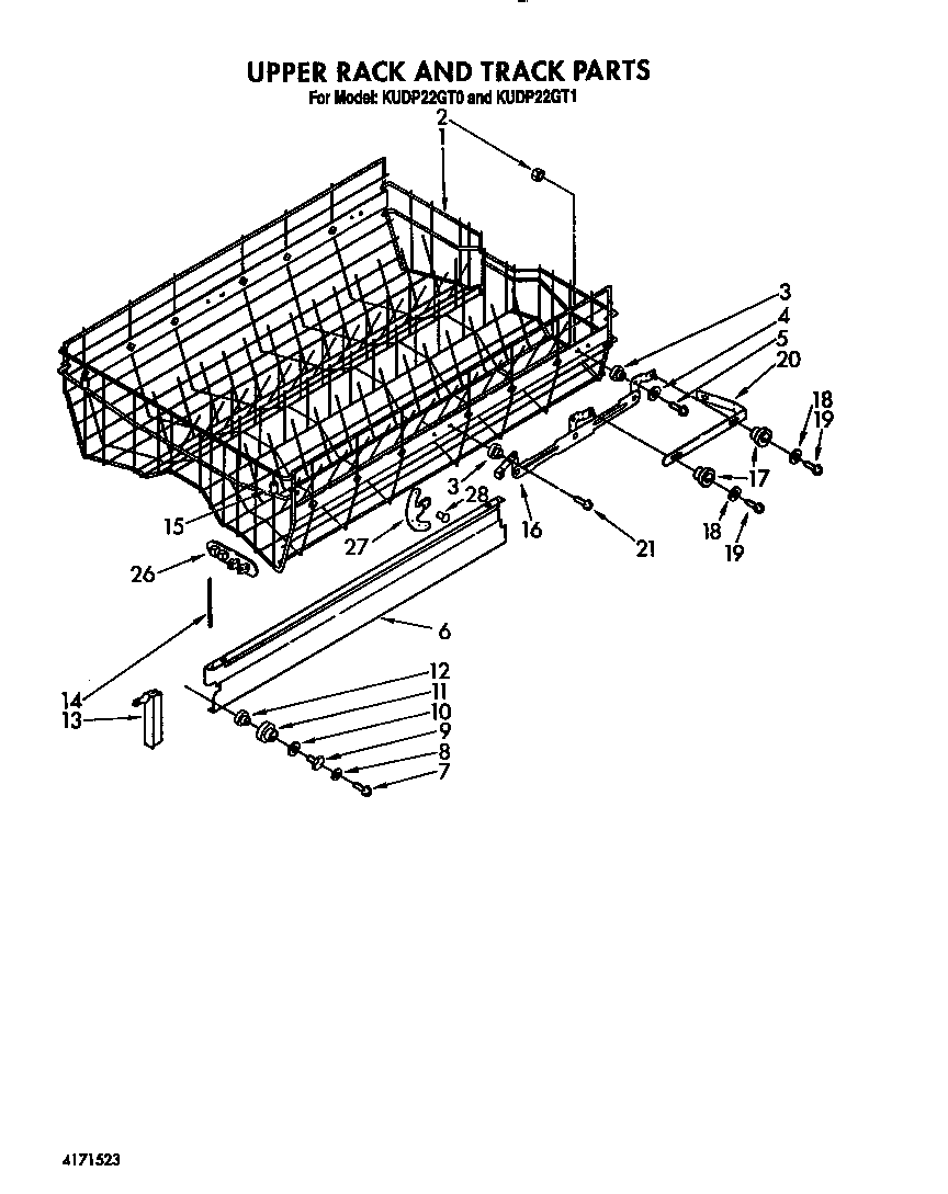 Upper rack and track