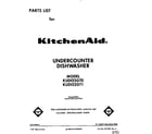 KitchenAid KUDI22GT0 front cover diagram