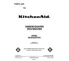 KitchenAid 4KUDA220TW3 front cover diagram
