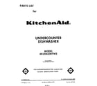 KitchenAid 4KUDA220TW2 front cover diagram