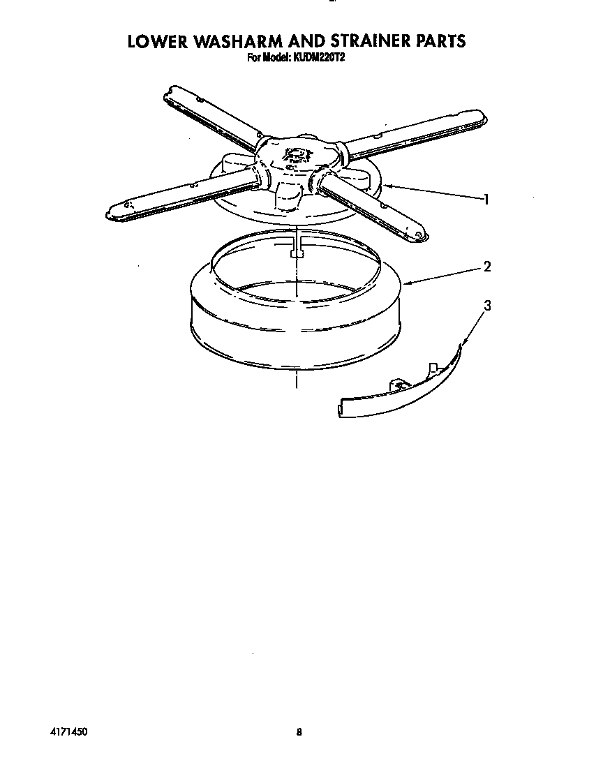 Lower washarm and strainer