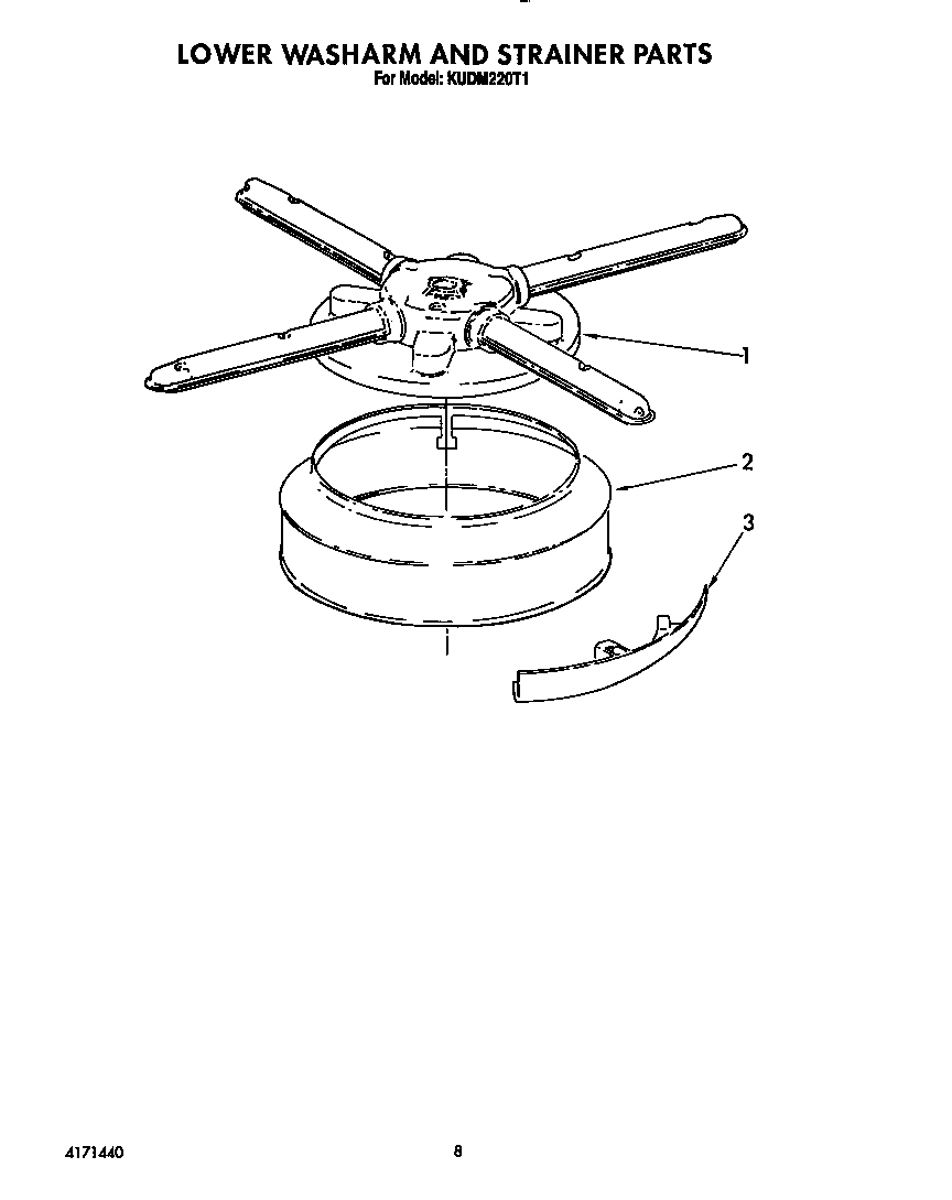 Lower washarm and strainer