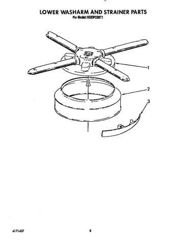 Lower washarm and strainer