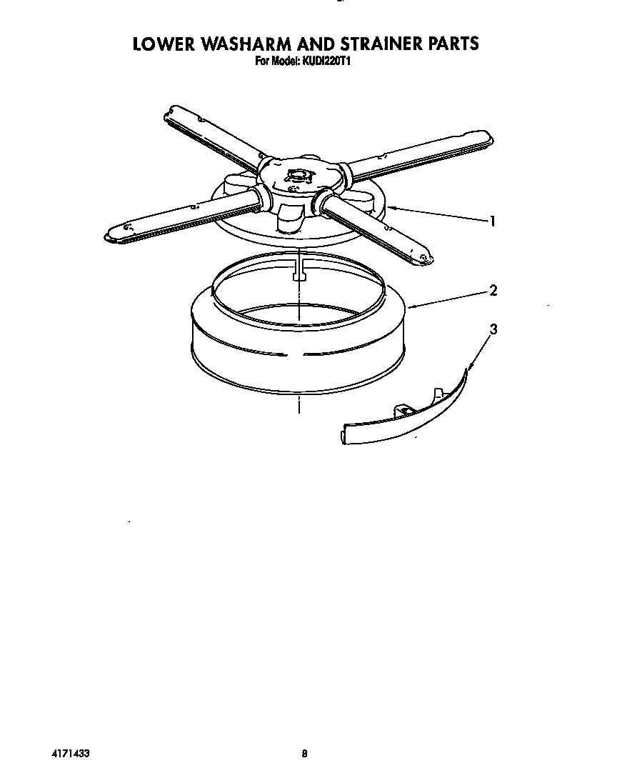 Lower washarm and strainer