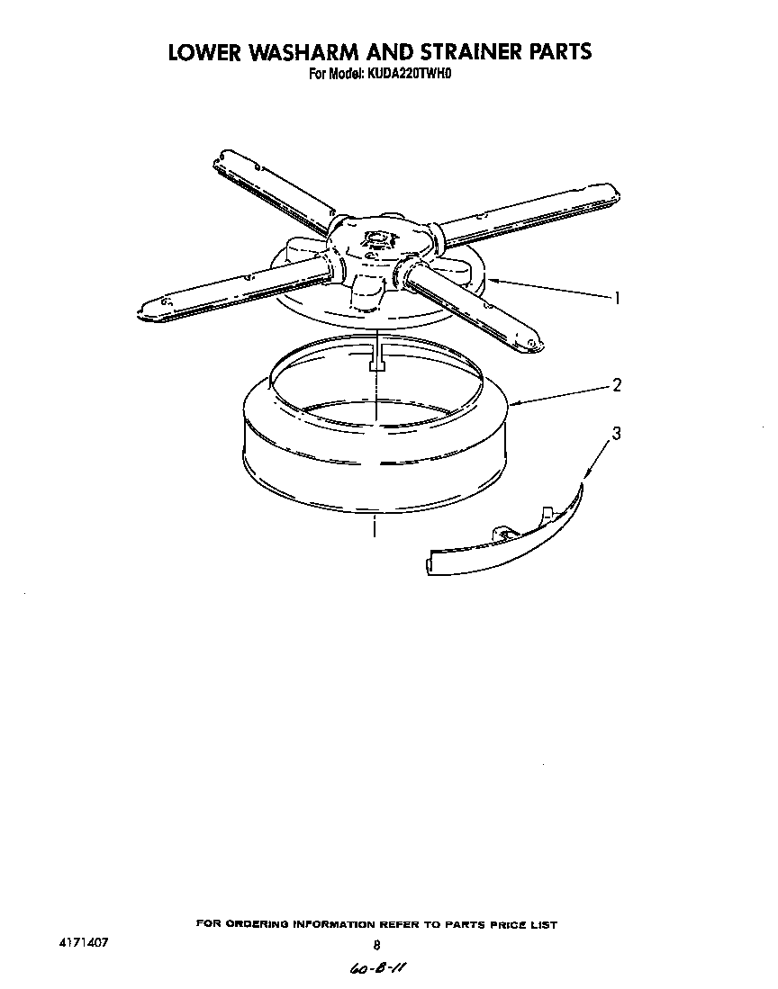 Lower washarm and strainer
