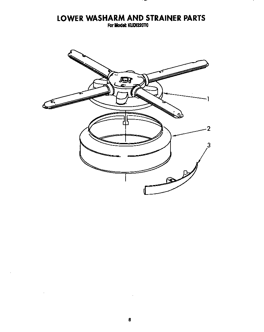 Lower washarm and strainer