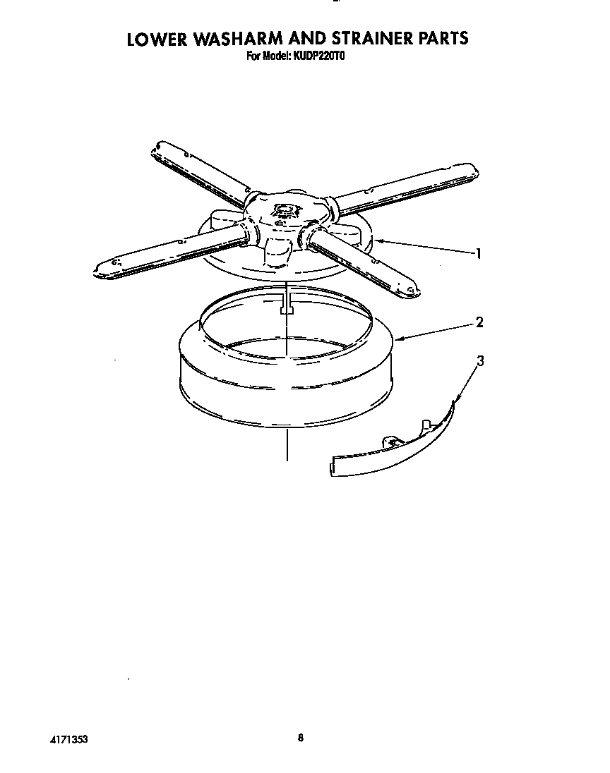 Lower washarm and strainer