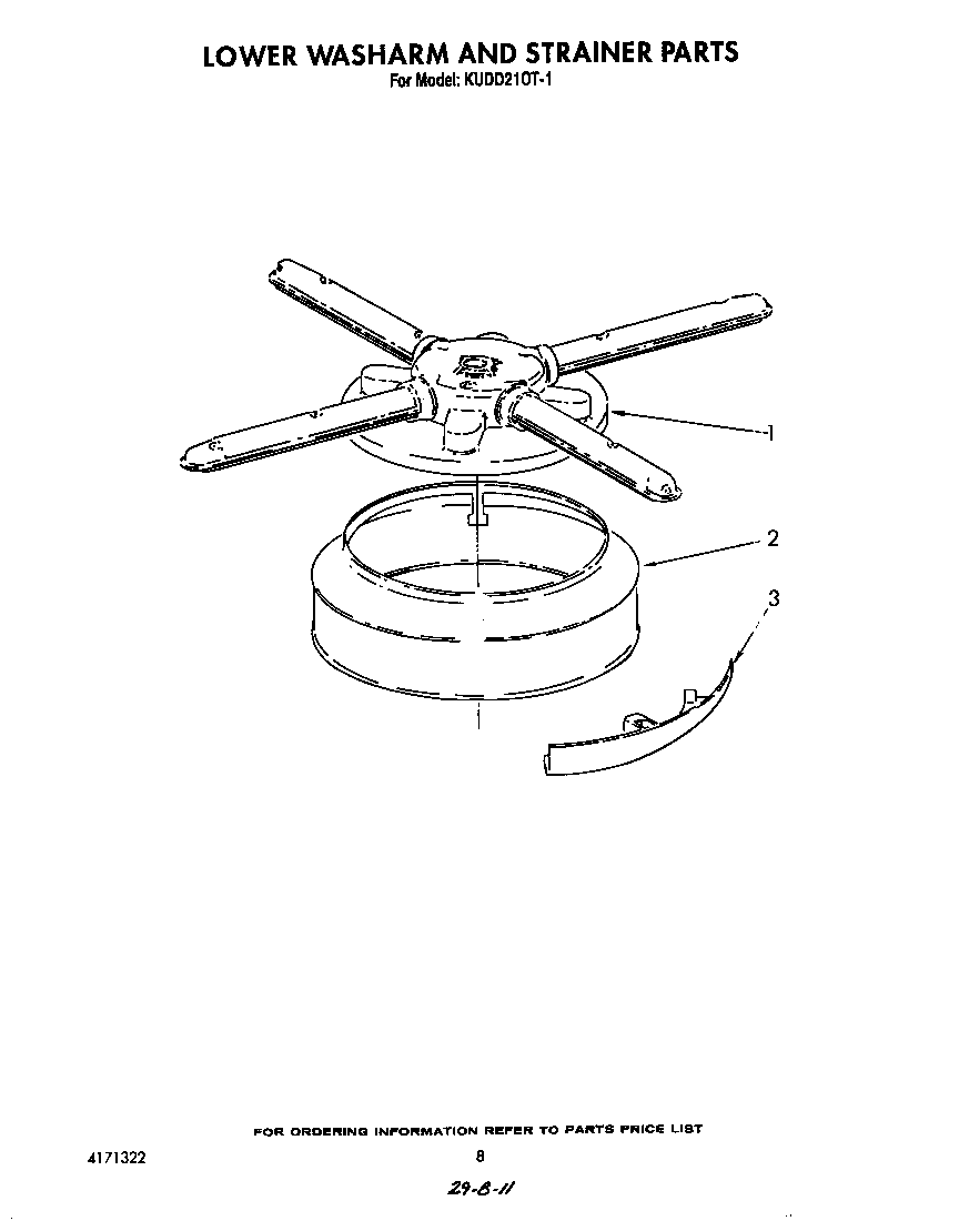 LOWER WASH ARM AND STRAINER